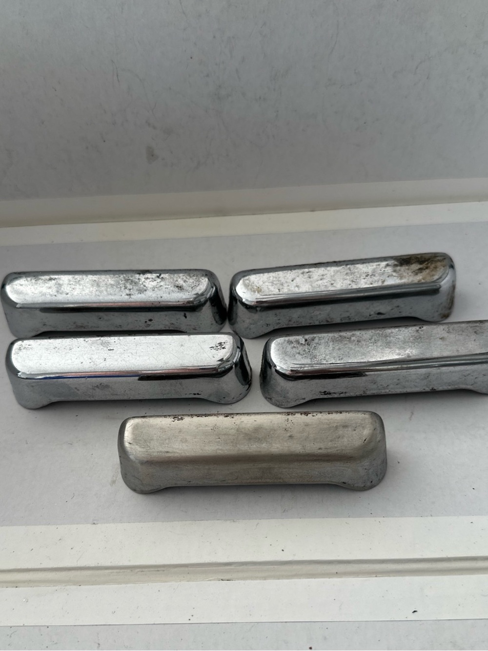 vintage chrome drawer dresser cabinet pull handles lot of 5